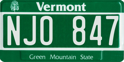VT license plate NJO847
