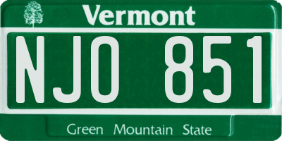 VT license plate NJO851