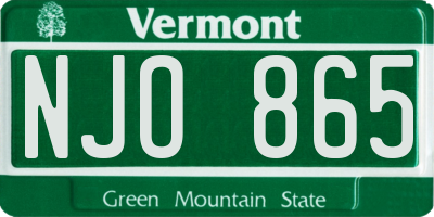 VT license plate NJO865
