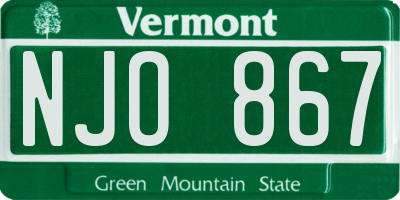 VT license plate NJO867