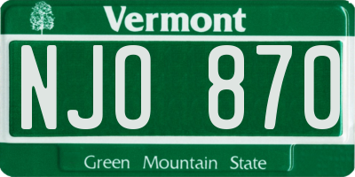 VT license plate NJO870