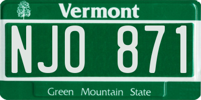 VT license plate NJO871