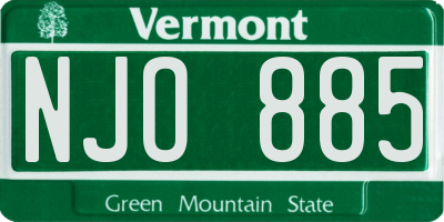 VT license plate NJO885