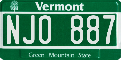 VT license plate NJO887