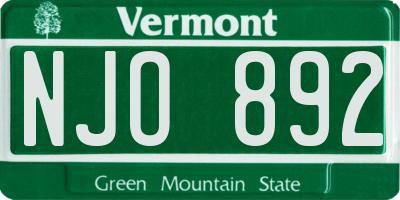 VT license plate NJO892
