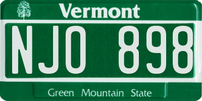 VT license plate NJO898