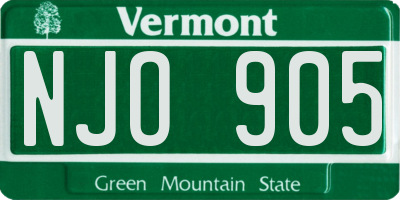 VT license plate NJO905