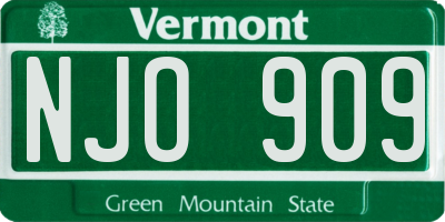 VT license plate NJO909