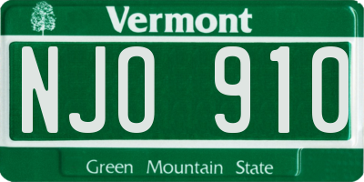 VT license plate NJO910