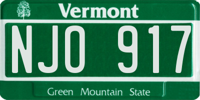 VT license plate NJO917