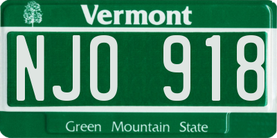 VT license plate NJO918