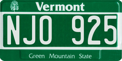 VT license plate NJO925