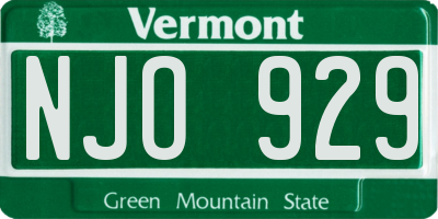 VT license plate NJO929