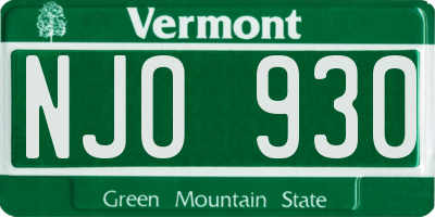 VT license plate NJO930