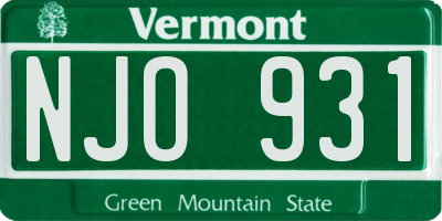 VT license plate NJO931