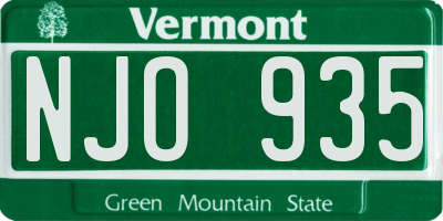 VT license plate NJO935