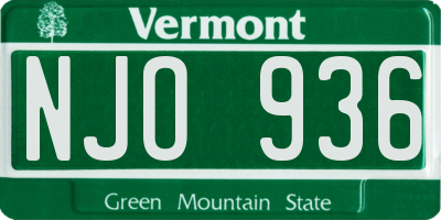VT license plate NJO936