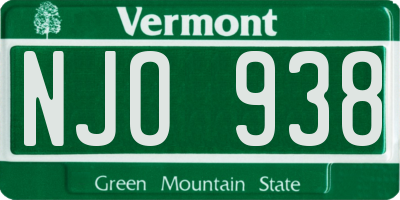 VT license plate NJO938
