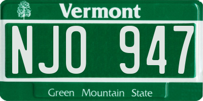 VT license plate NJO947