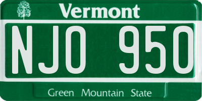 VT license plate NJO950