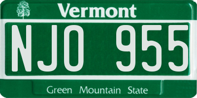VT license plate NJO955