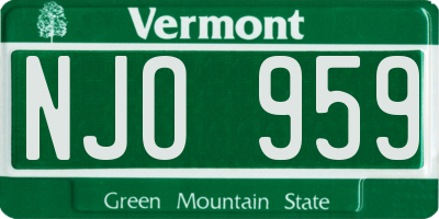 VT license plate NJO959
