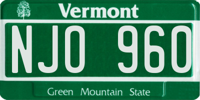 VT license plate NJO960