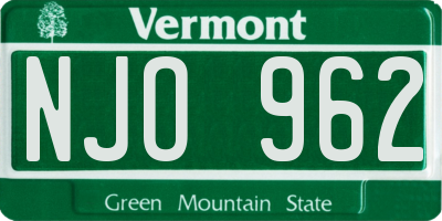 VT license plate NJO962