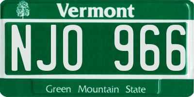 VT license plate NJO966