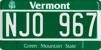 VT license plate NJO967