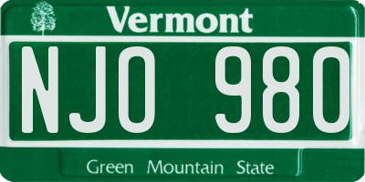 VT license plate NJO980