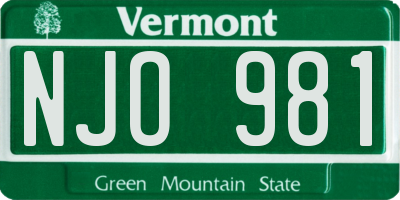 VT license plate NJO981