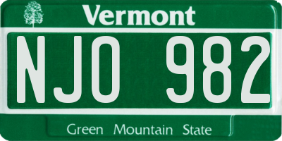 VT license plate NJO982