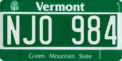 VT license plate NJO984