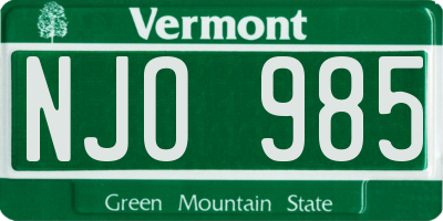 VT license plate NJO985