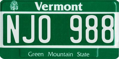 VT license plate NJO988