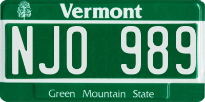 VT license plate NJO989