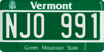 VT license plate NJO991