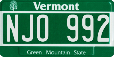 VT license plate NJO992