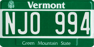 VT license plate NJO994