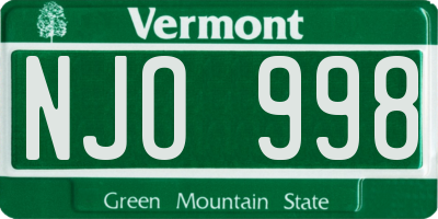 VT license plate NJO998