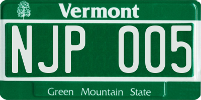 VT license plate NJP005