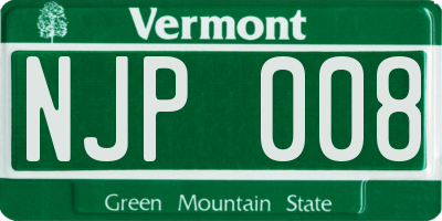 VT license plate NJP008