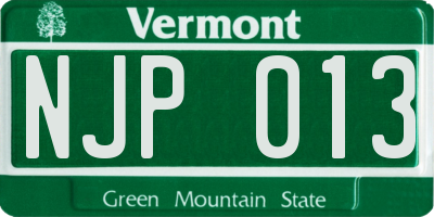 VT license plate NJP013