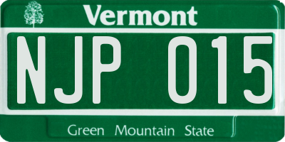 VT license plate NJP015