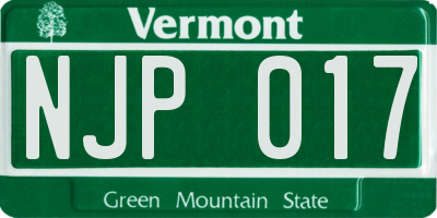 VT license plate NJP017