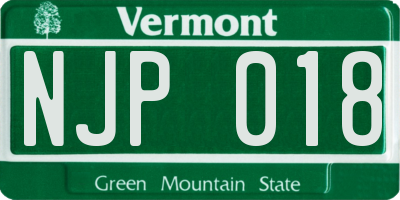 VT license plate NJP018
