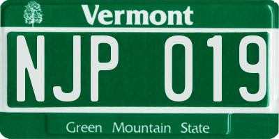 VT license plate NJP019
