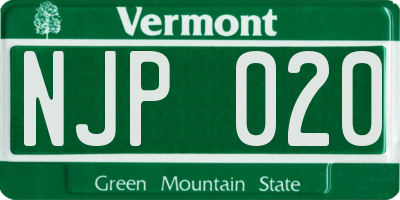 VT license plate NJP020