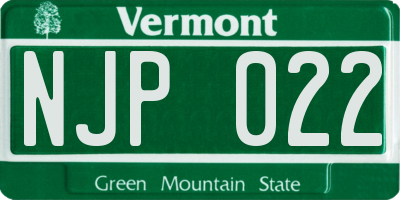 VT license plate NJP022